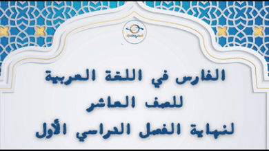 الفارس في اللغة العربية للصف العاشر لنهاية الفصل الدراسي الأول 1