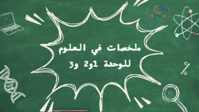 ملخصات في العلوم للوحدة 1و2 و3