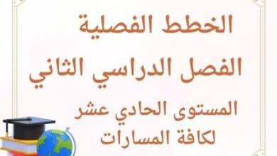 الخطط الفصلية لمواد الحادي عشر لجميع المسارات للفصل الثاني